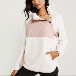 Abercrombie asymmetrical snap up fleece pink